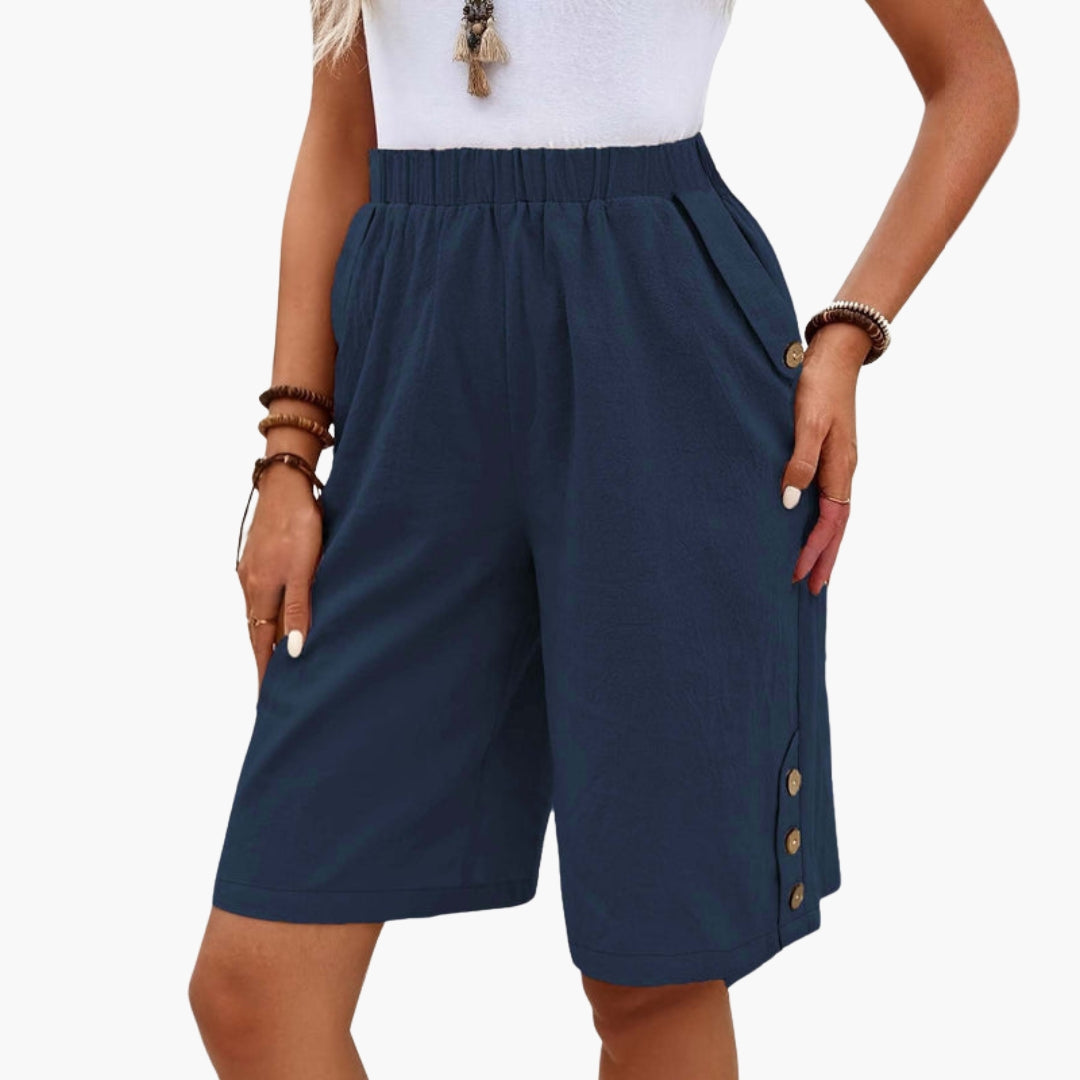 Pantaloncini estivi da donna con vita elastica e tasche laterali