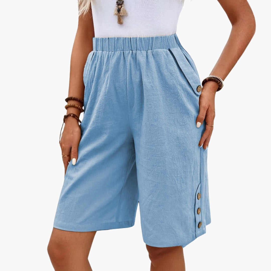 Pantaloncini estivi da donna con vita elastica e tasche laterali