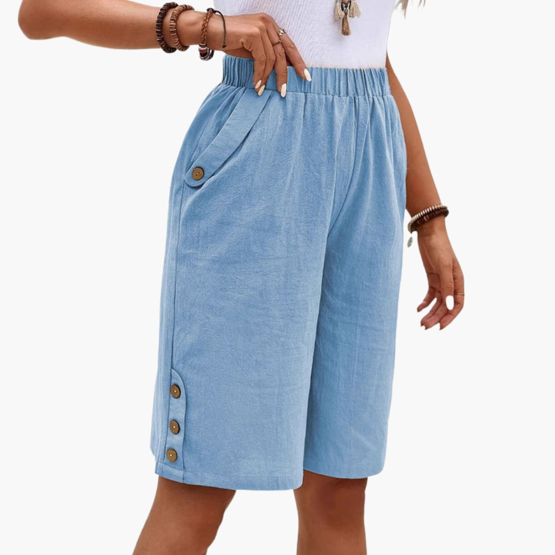 Pantaloncini estivi da donna con vita elastica e tasche laterali