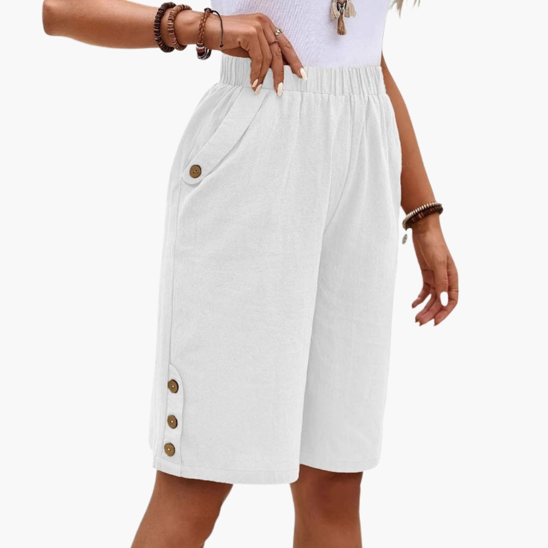 Pantaloncini estivi da donna con vita elastica e tasche laterali