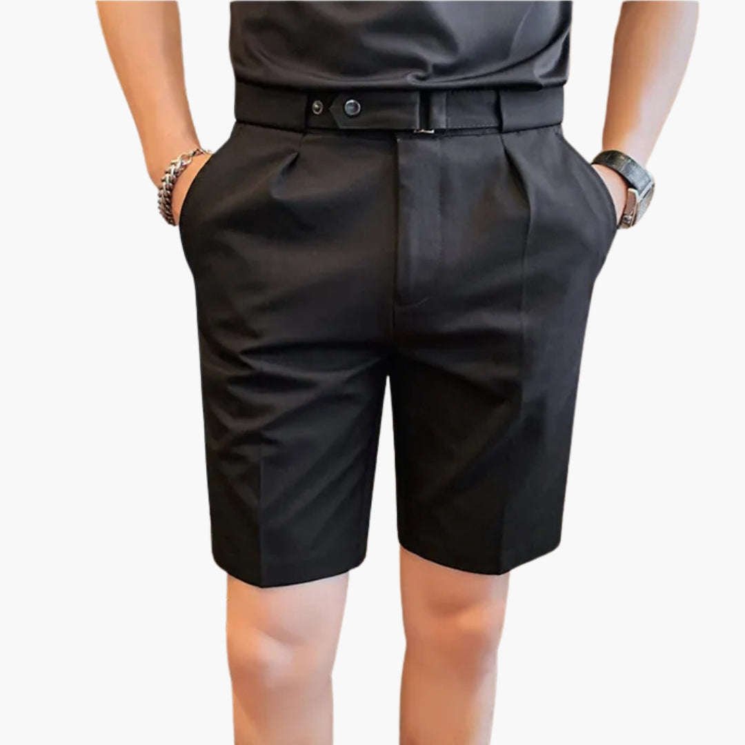 Short homme à plis avec passants de ceinture