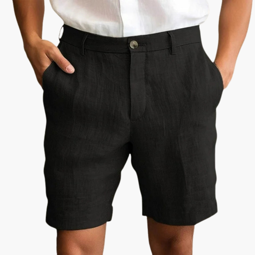 Short homme avec fermeture bouton et ourlet retroussé