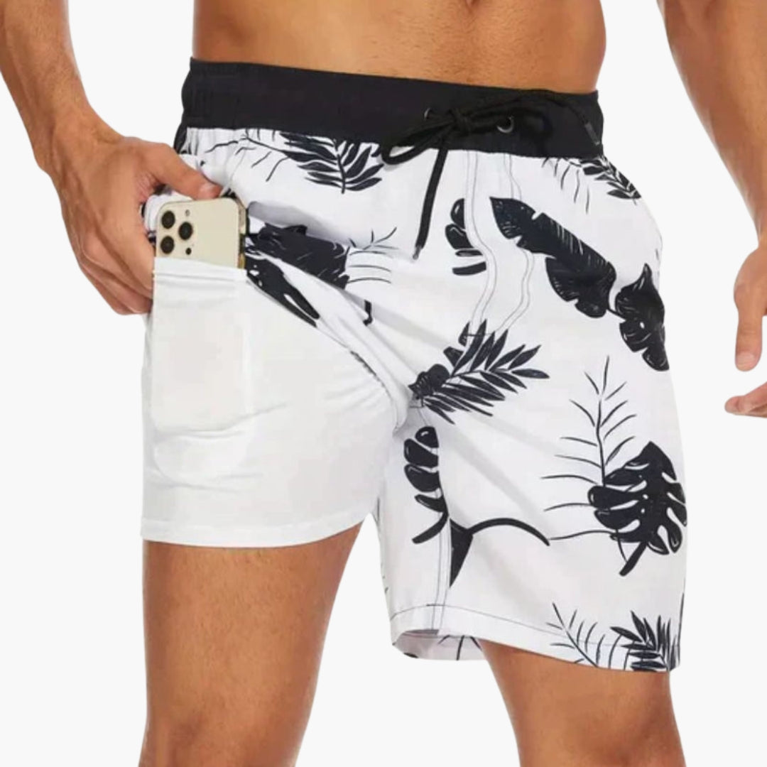 Shorts de bain pour hommes avec poche téléphone