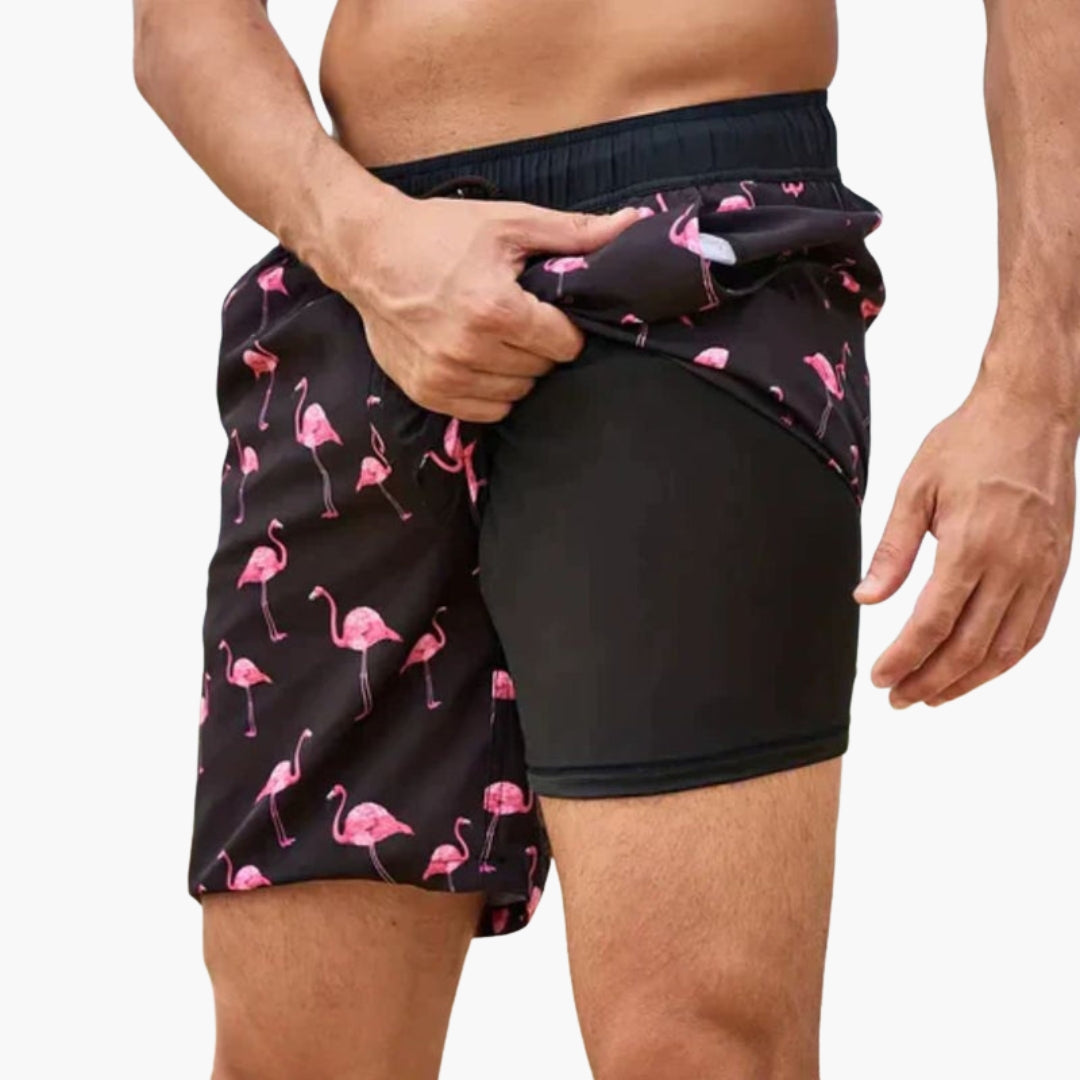 Shorts de bain pour hommes avec poche téléphone