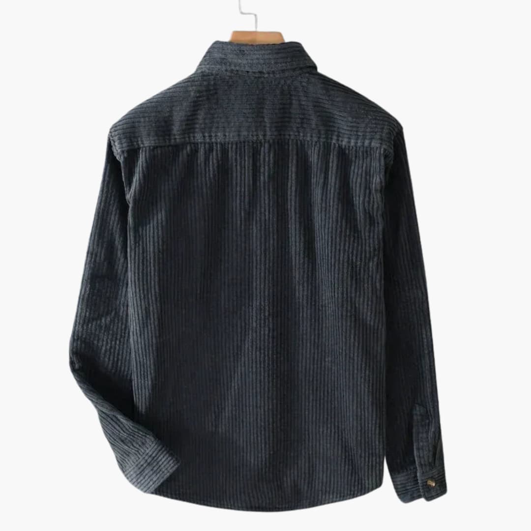 Surchemise en velours côtelé pour homme avec fermeture à boutons et poche poitrine