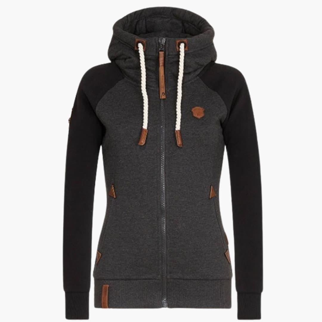 Sweat à capuche femme avec fermeture zippée et manches longues