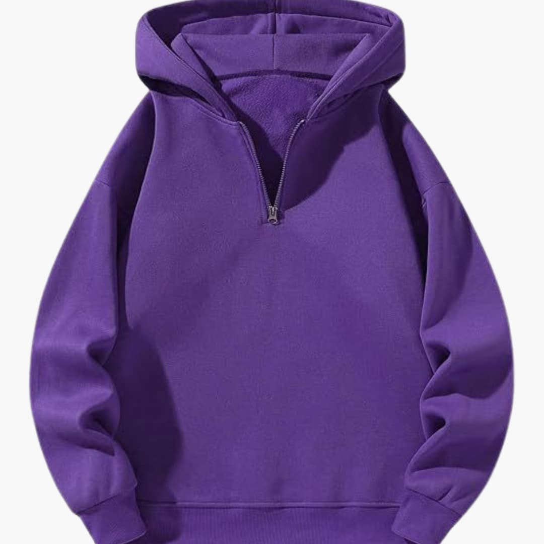 Sweat à capuche homme à demi-zip