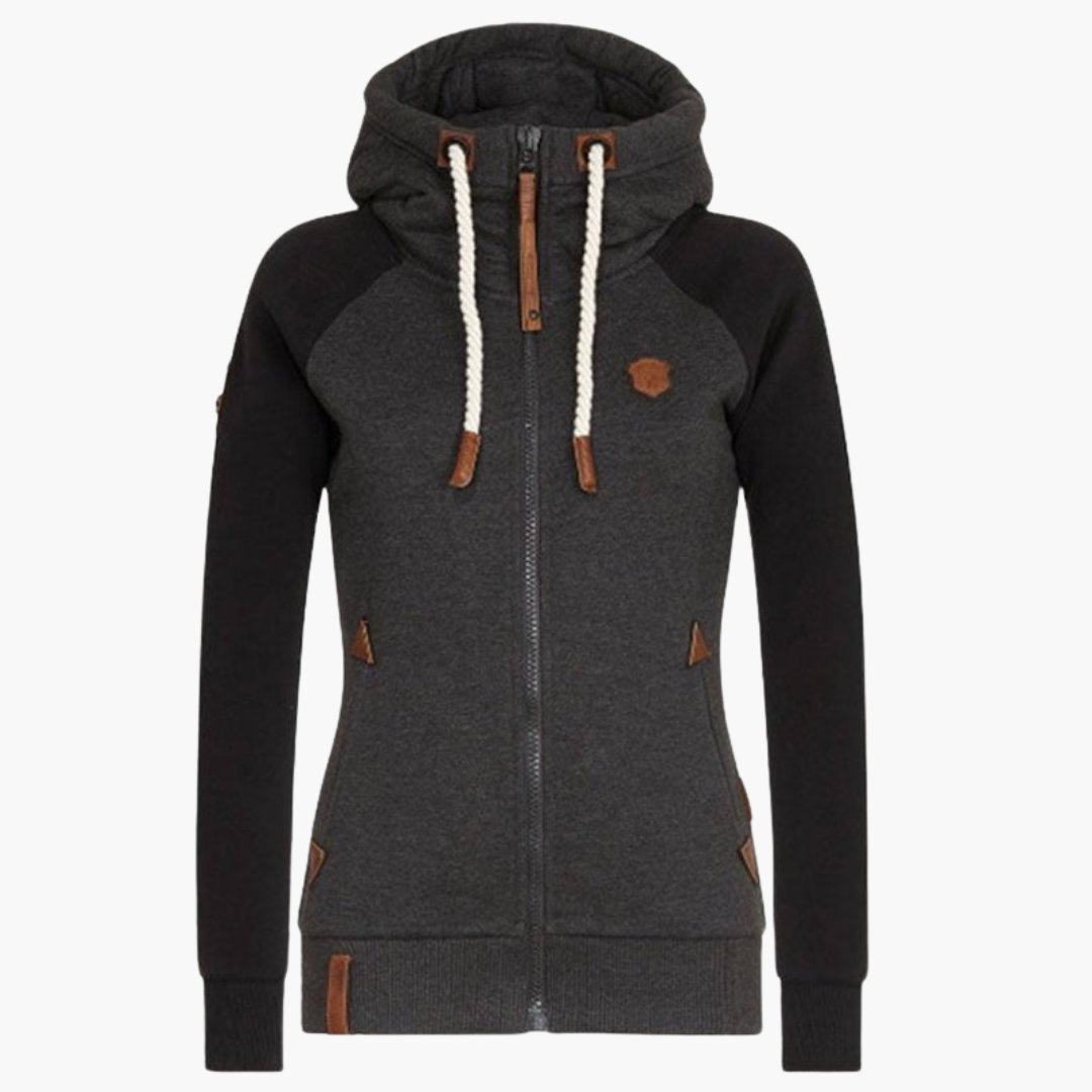 Sweat à capuche zippé pour femme avec cordon de serrage
