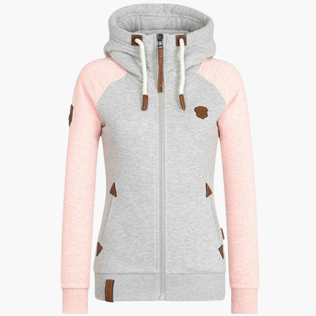 Sweat à capuche zippé pour femme avec cordon de serrage