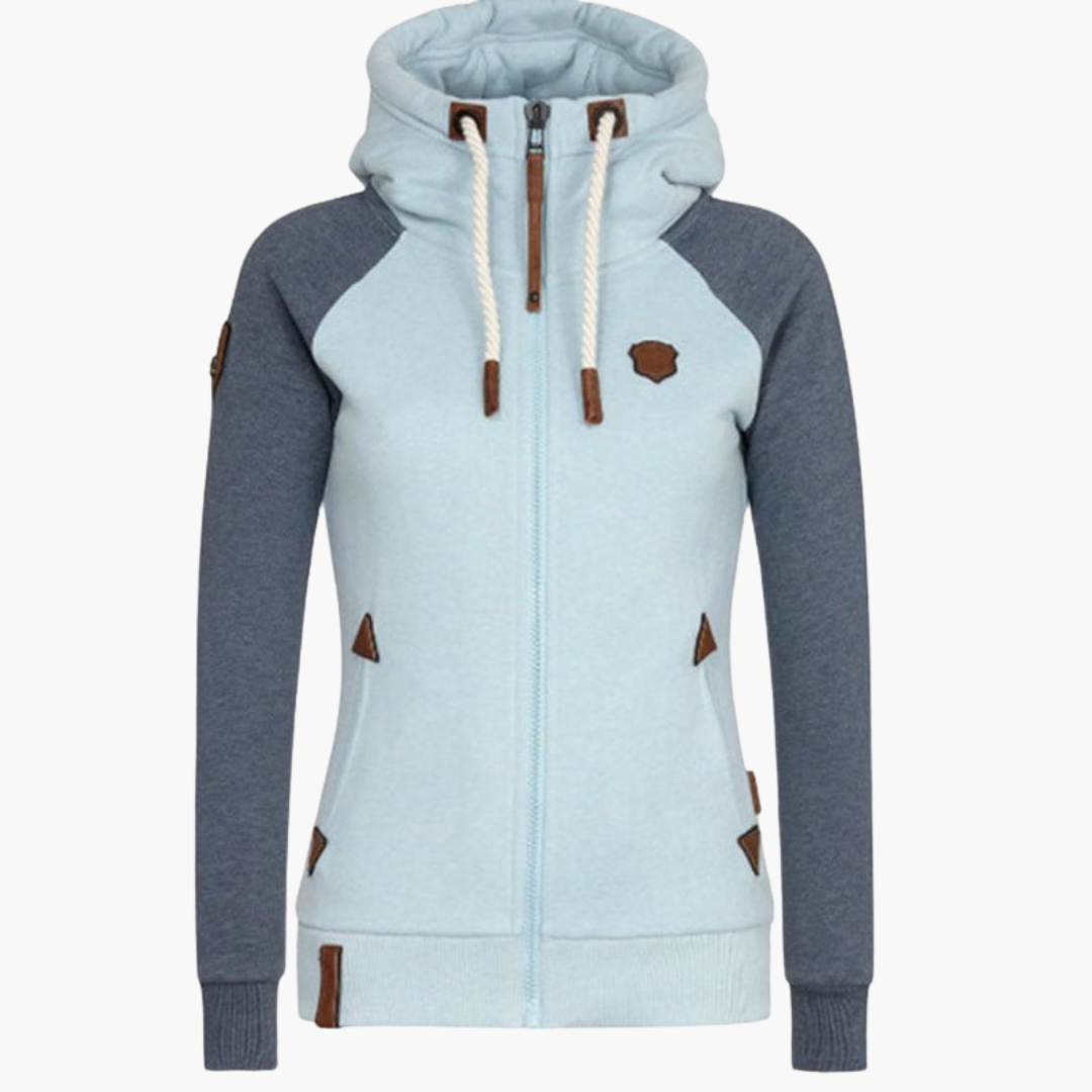 Sweat à capuche zippé pour femme avec cordon de serrage