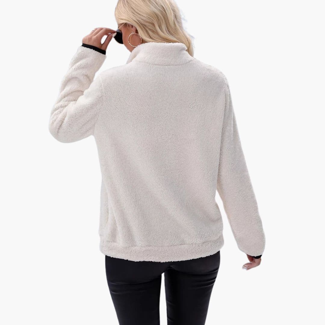 Sweat polaire femme à col montant zippé
