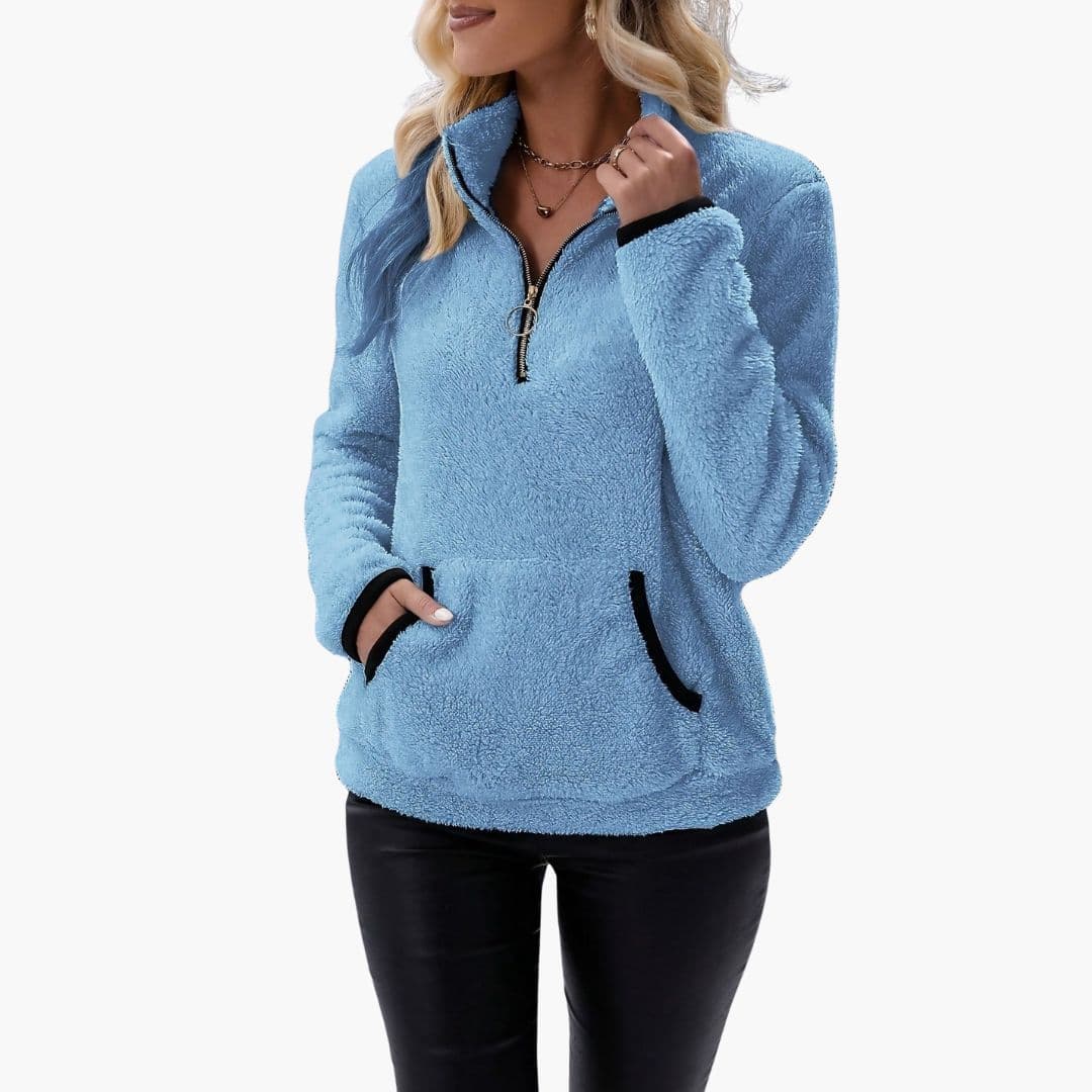 Sweat polaire femme à col montant zippé