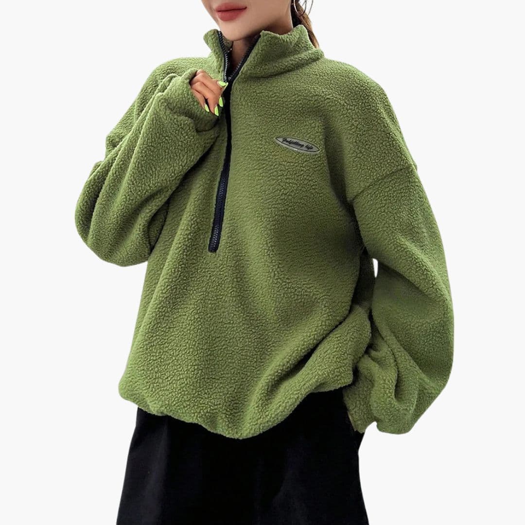 Bluza damska zimowa z półzamkiem i luźnym krojem