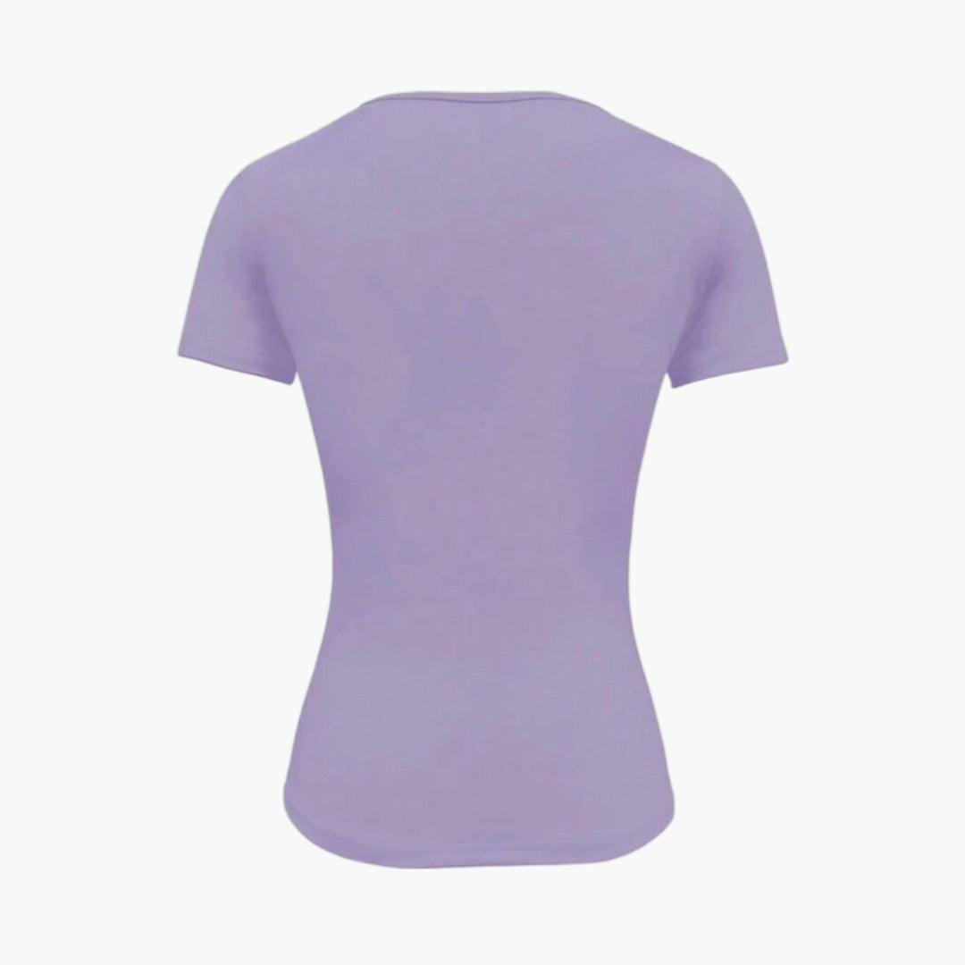 T shirt Femme avec Col Rond et Ourlet Droit