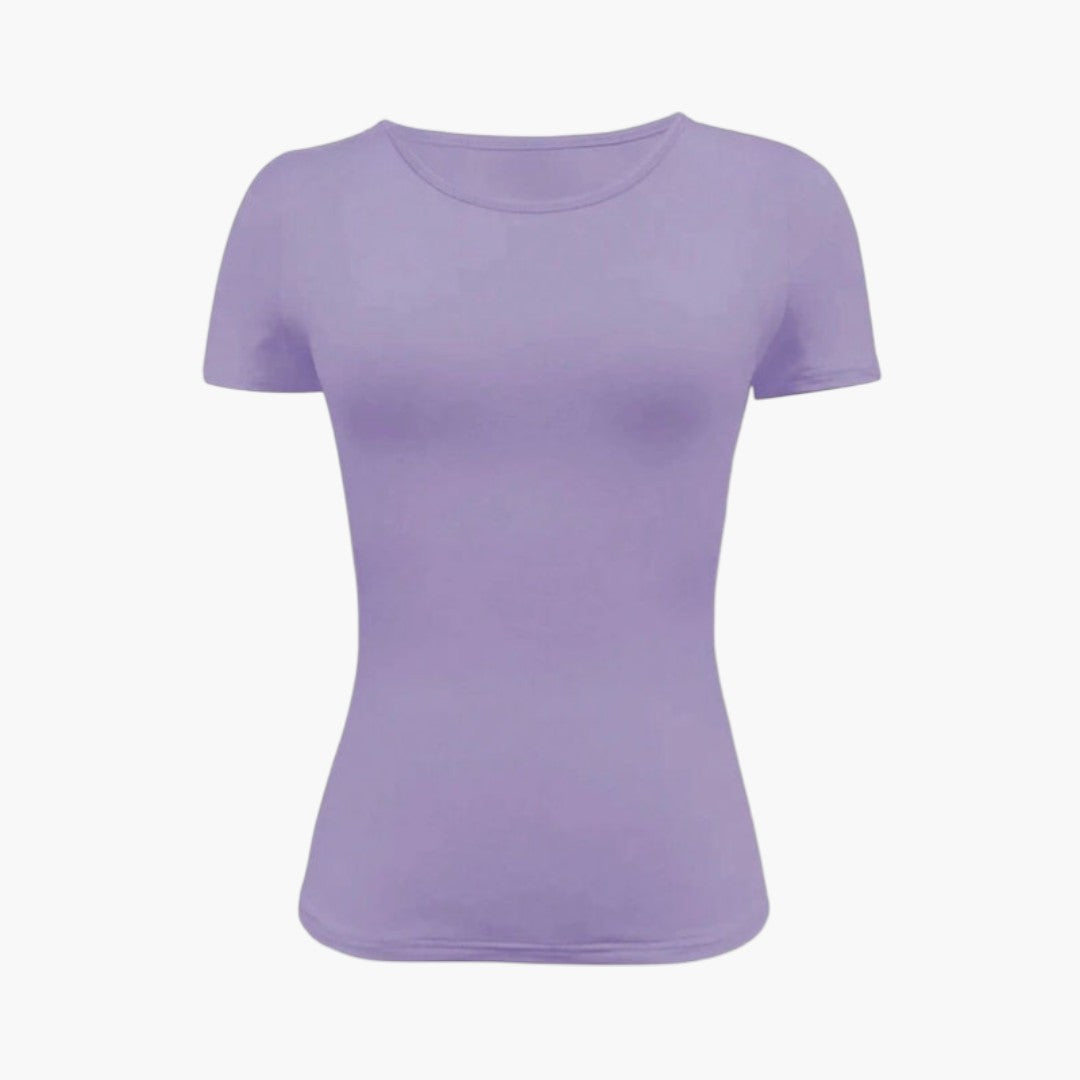 T shirt Femme avec Col Rond et Ourlet Droit