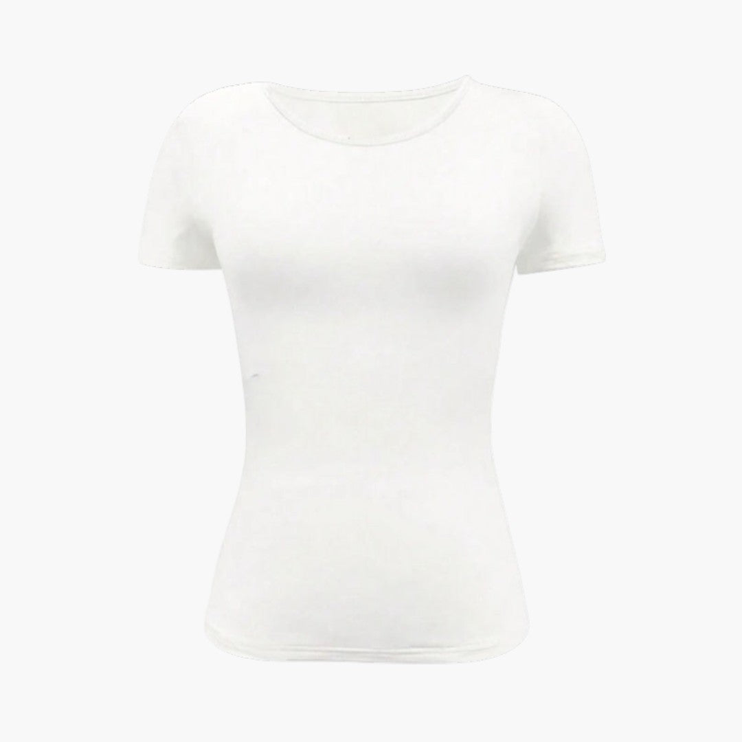 T shirt Femme avec Col Rond et Ourlet Droit
