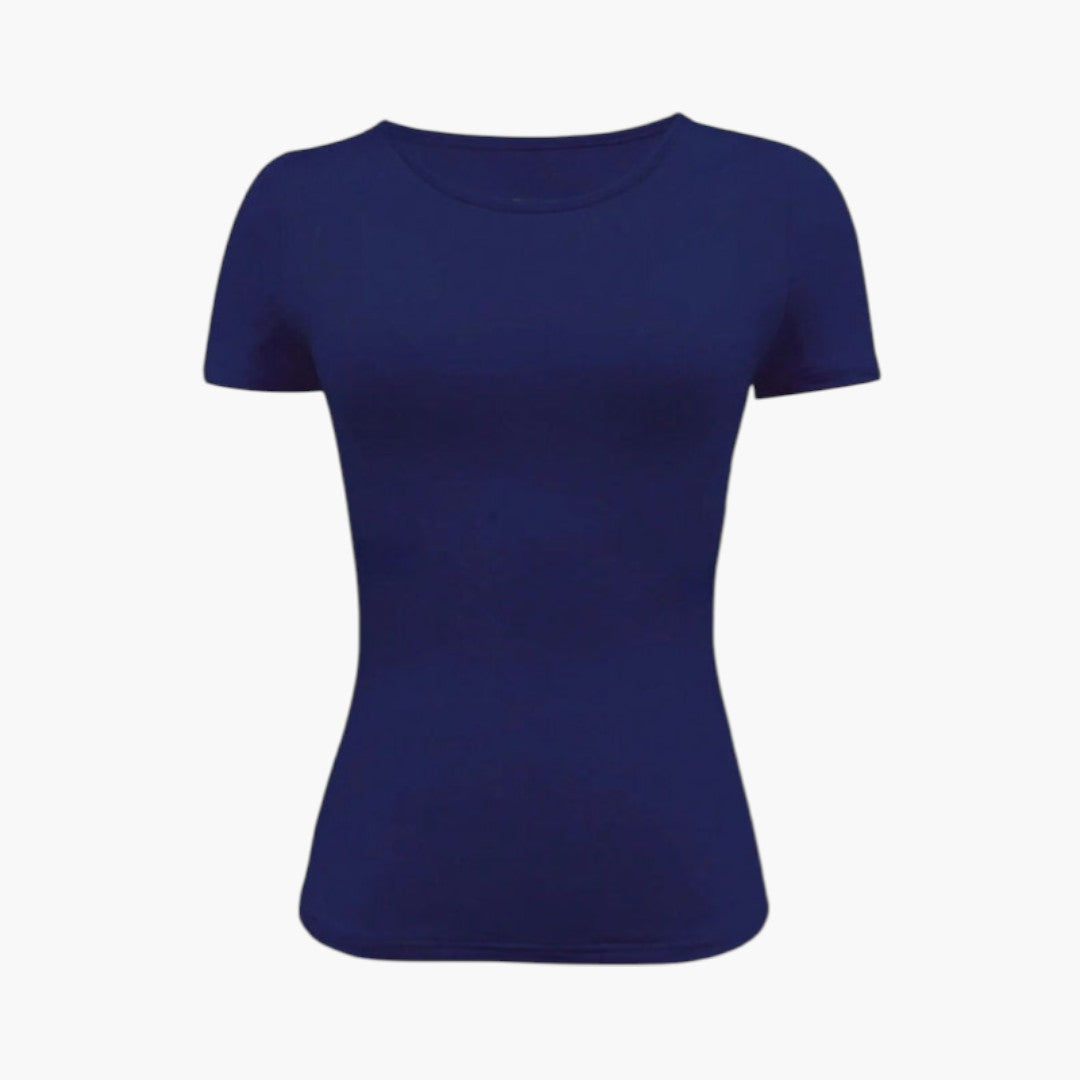 T shirt Femme avec Col Rond et Ourlet Droit