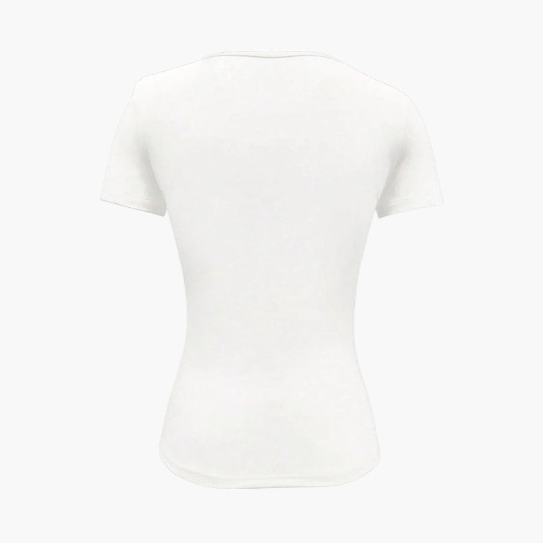 T shirt Femme avec Col Rond et Ourlet Droit