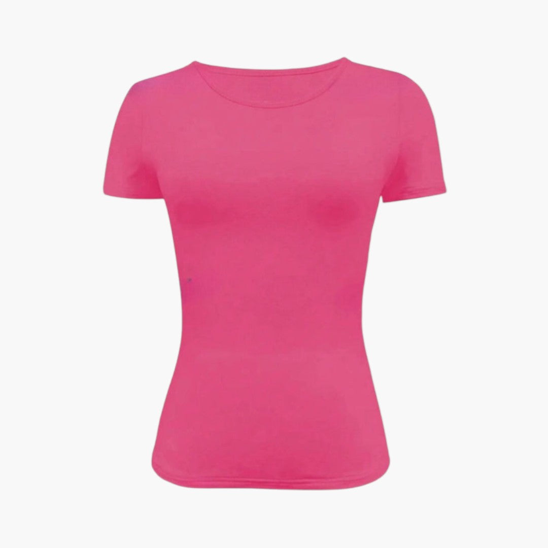 T shirt Femme avec Col Rond et Ourlet Droit
