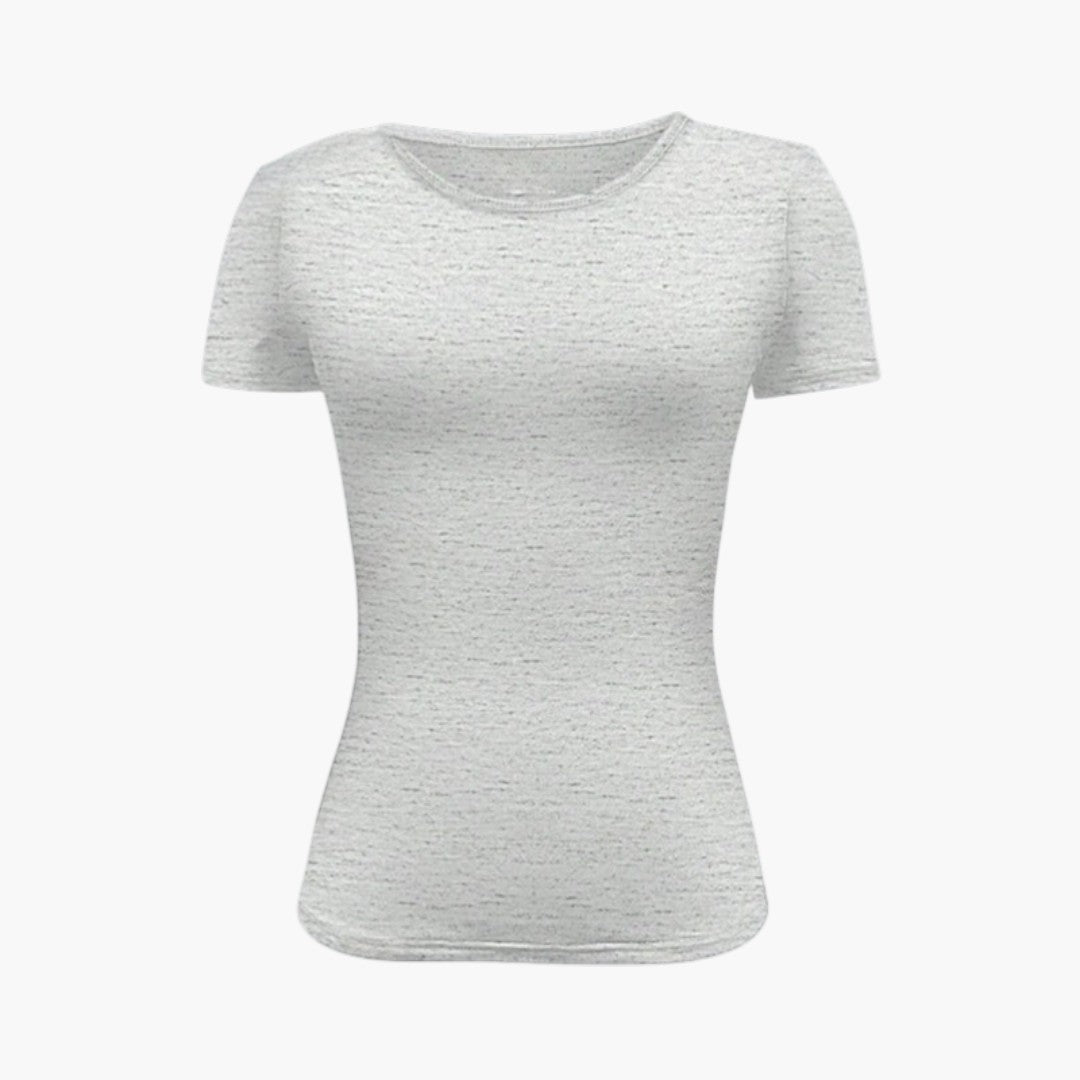 T shirt Femme avec Col Rond et Ourlet Droit