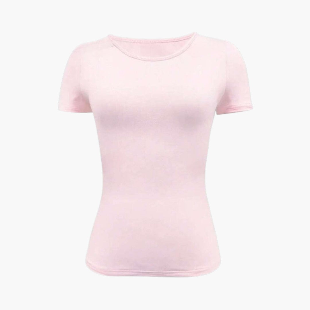 T shirt Femme avec Col Rond et Ourlet Droit