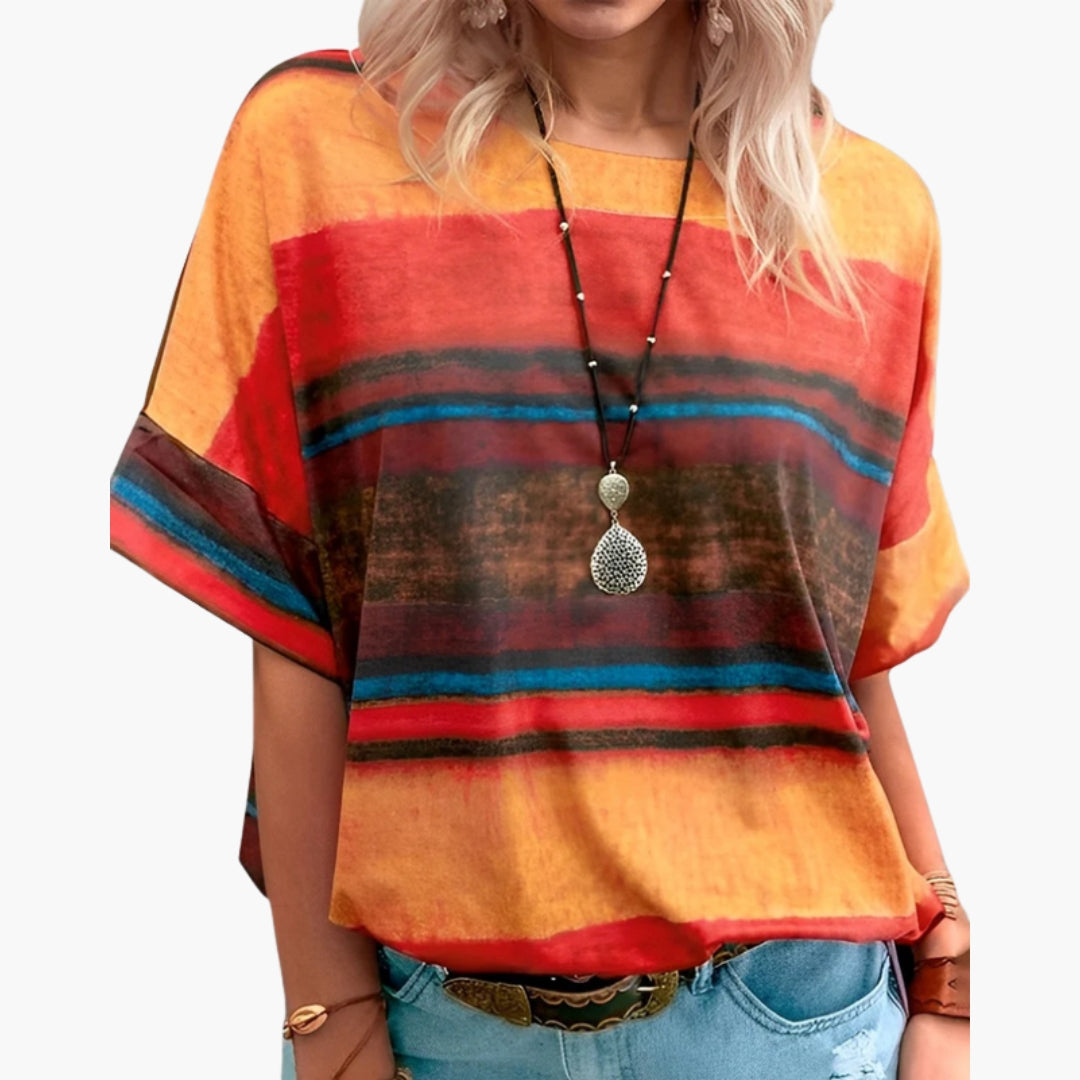 T-shirt Mulher com Decote Redondo e Estampa