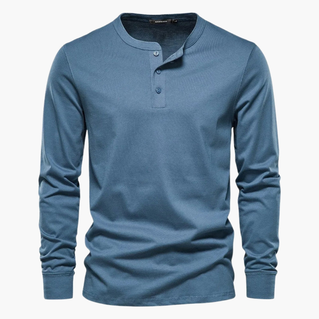 T-shirt Henley homme à manches longues