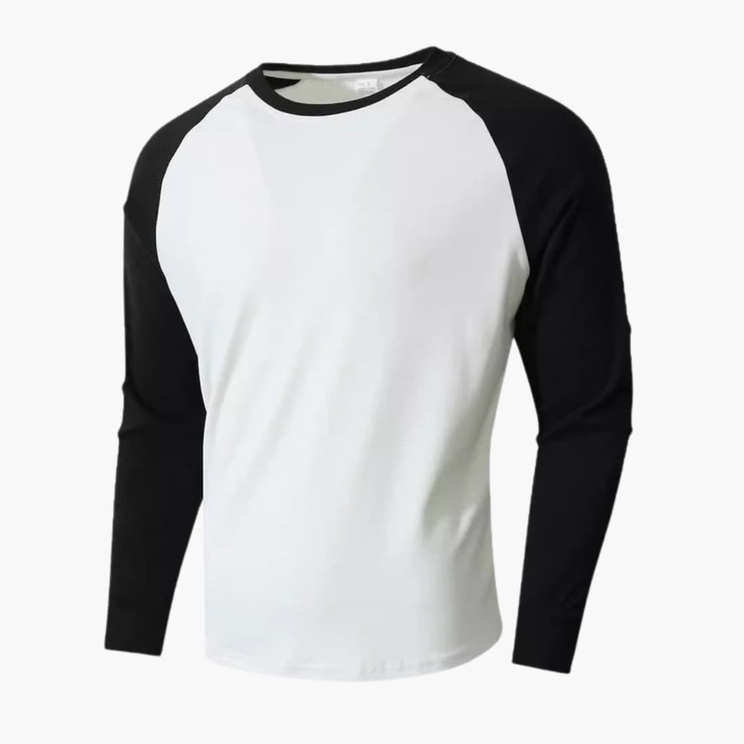 T-shirt de sport homme à manches longues avec manches raglan et col rond