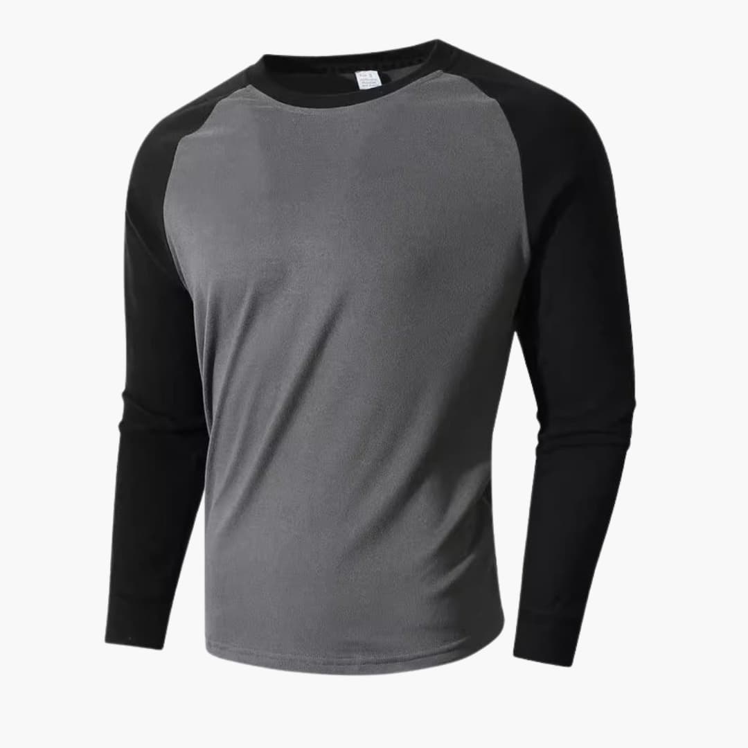 T-shirt de sport homme à manches longues avec manches raglan et col rond