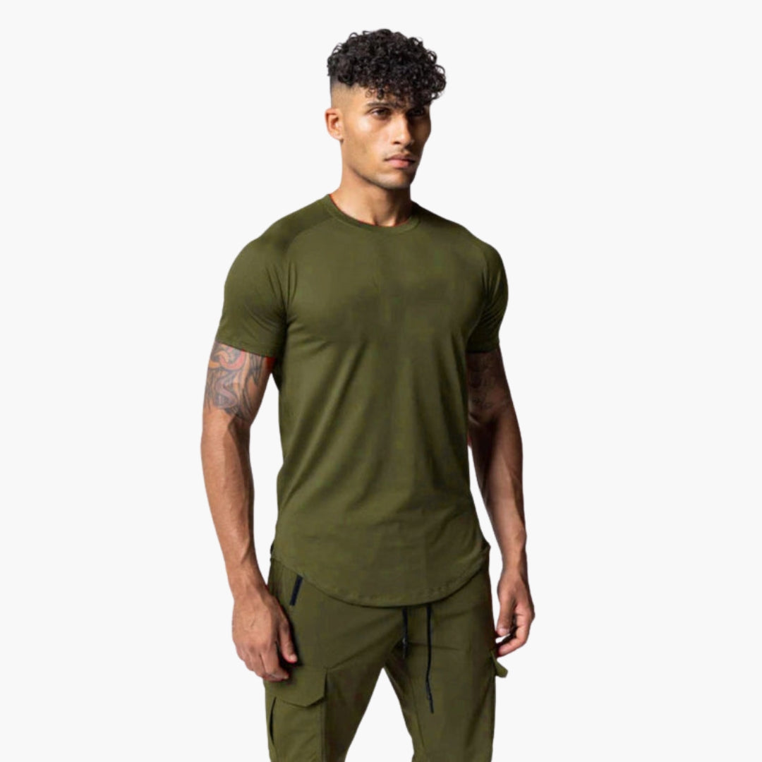 T-shirt homme avec col rond et manches raglan