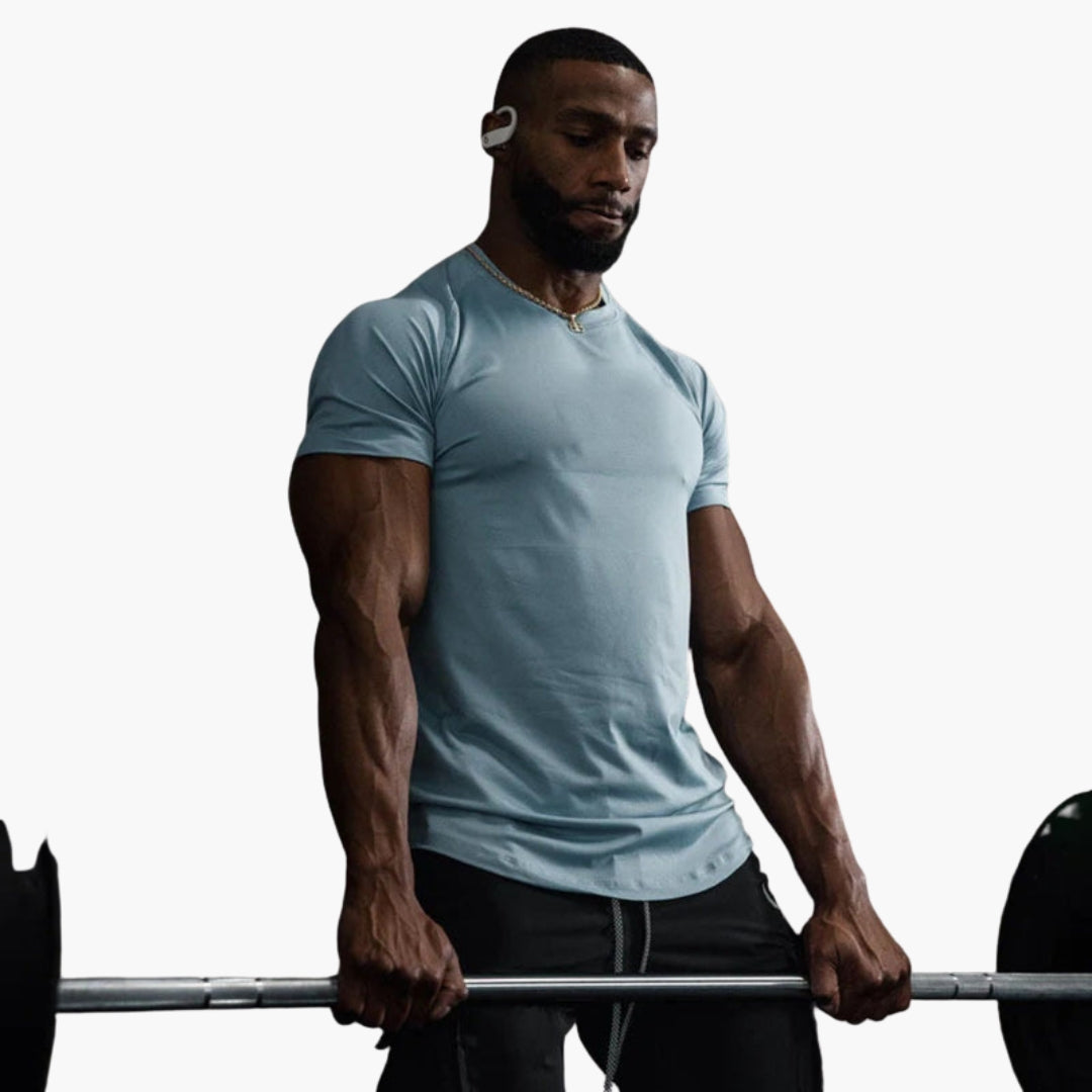 T-shirt homme avec col rond et manches raglan