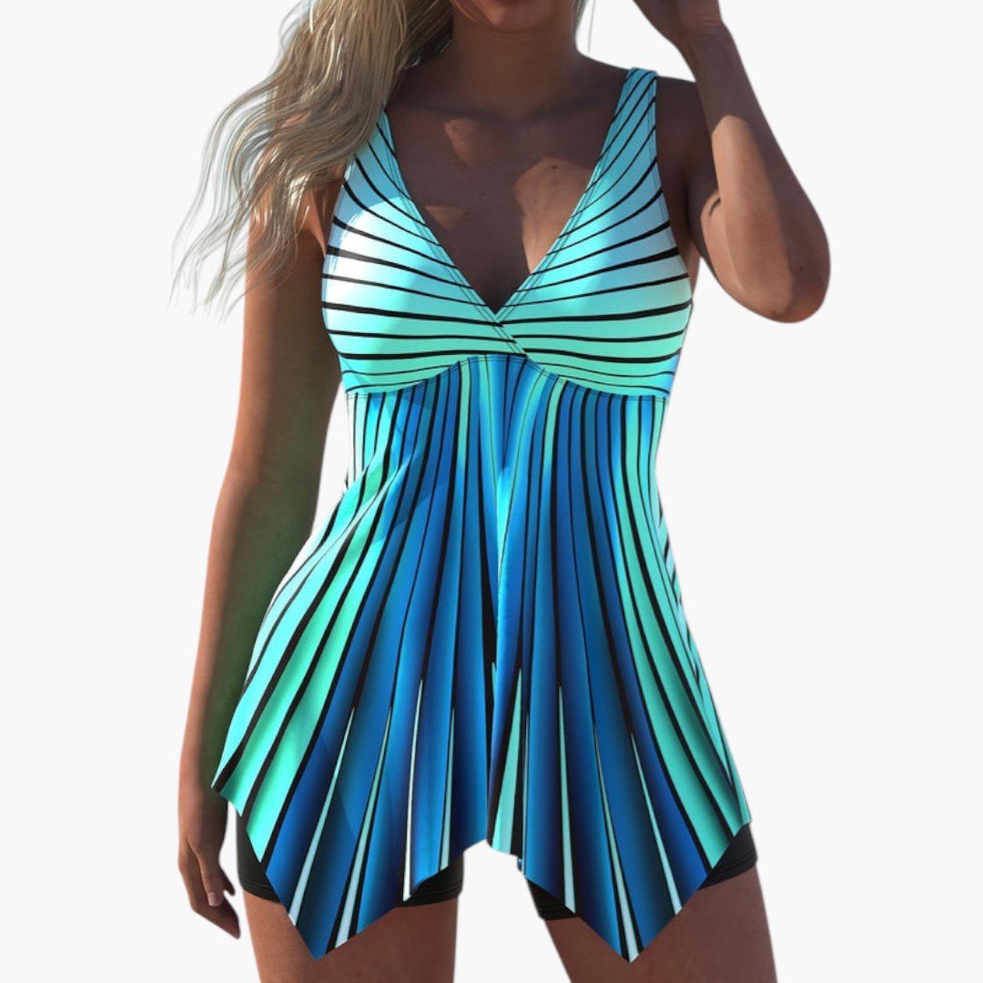 Tankini til kvinder med V-hals og løstsiddende pasform