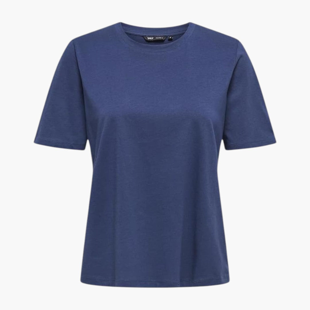 T-shirt Mulher com Decote Redondo e Mangas Curtas