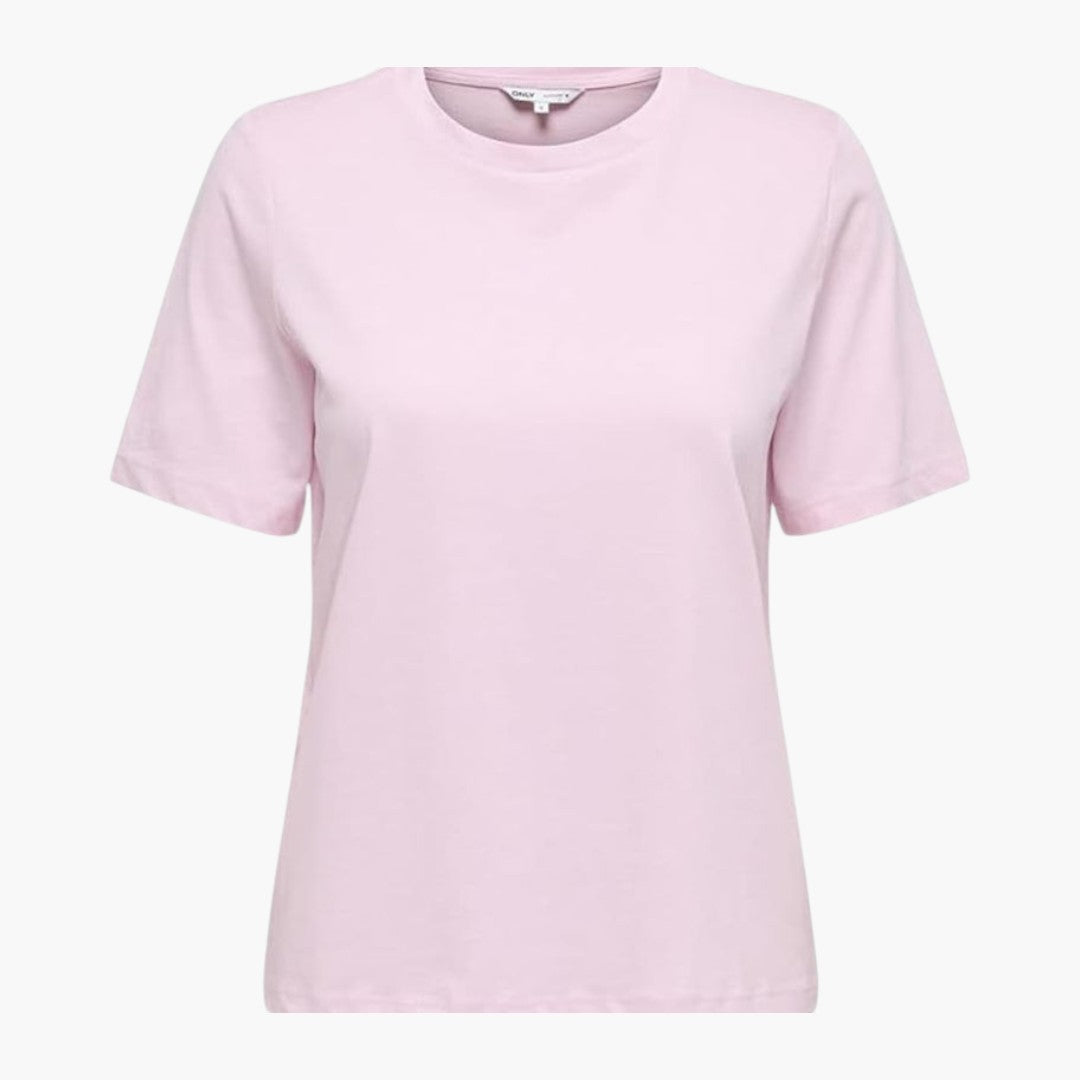 T-shirt Mulher com Decote Redondo e Mangas Curtas