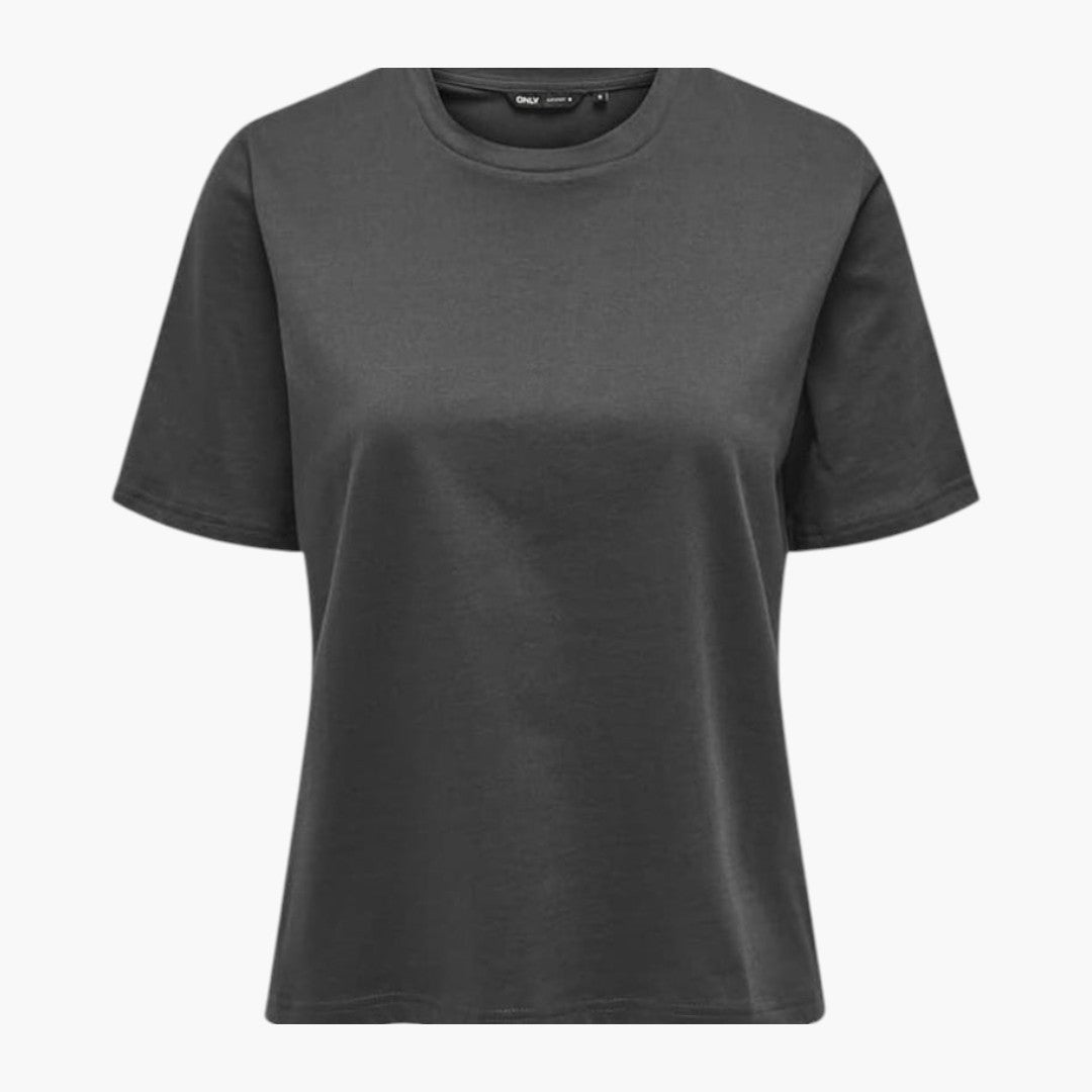 T-shirt Mulher com Decote Redondo e Mangas Curtas