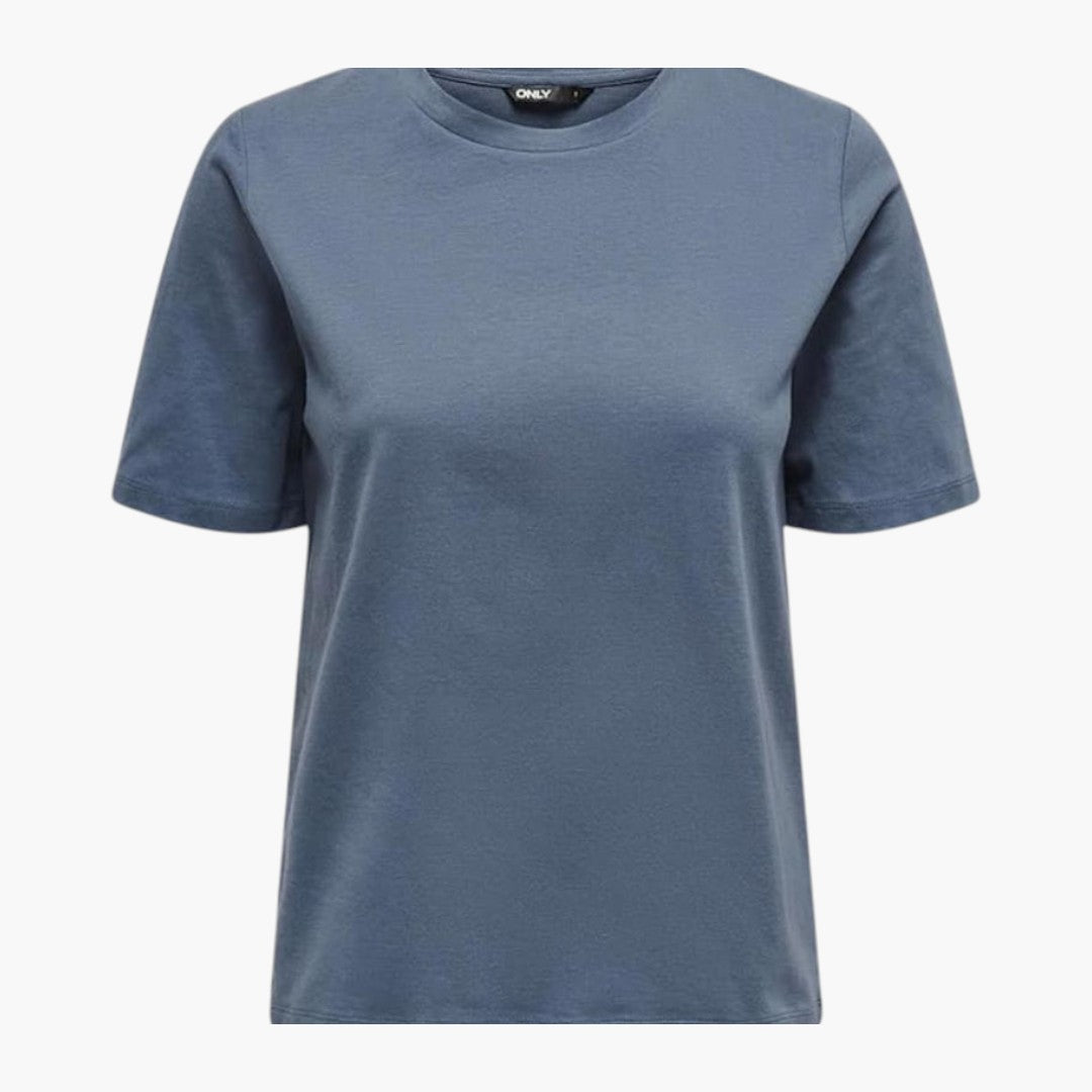 T-shirt Mulher com Decote Redondo e Mangas Curtas