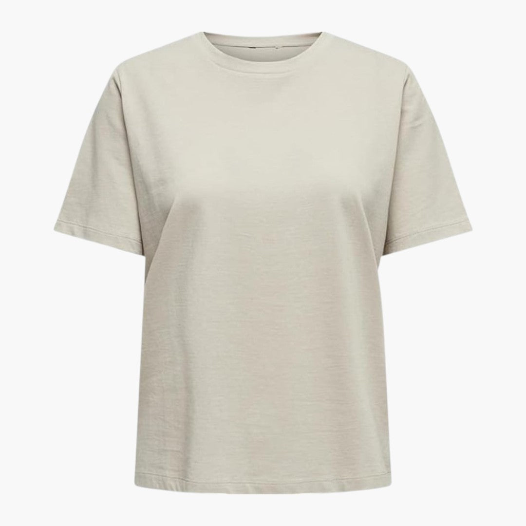 T-shirt Mulher com Decote Redondo e Mangas Curtas