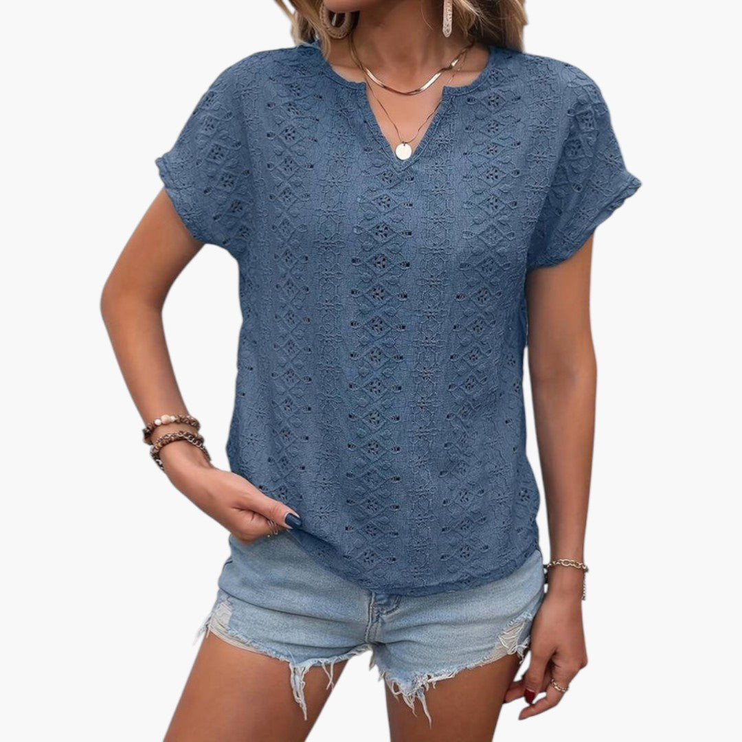 T-shirt til kvinder med dyb halsudskæring