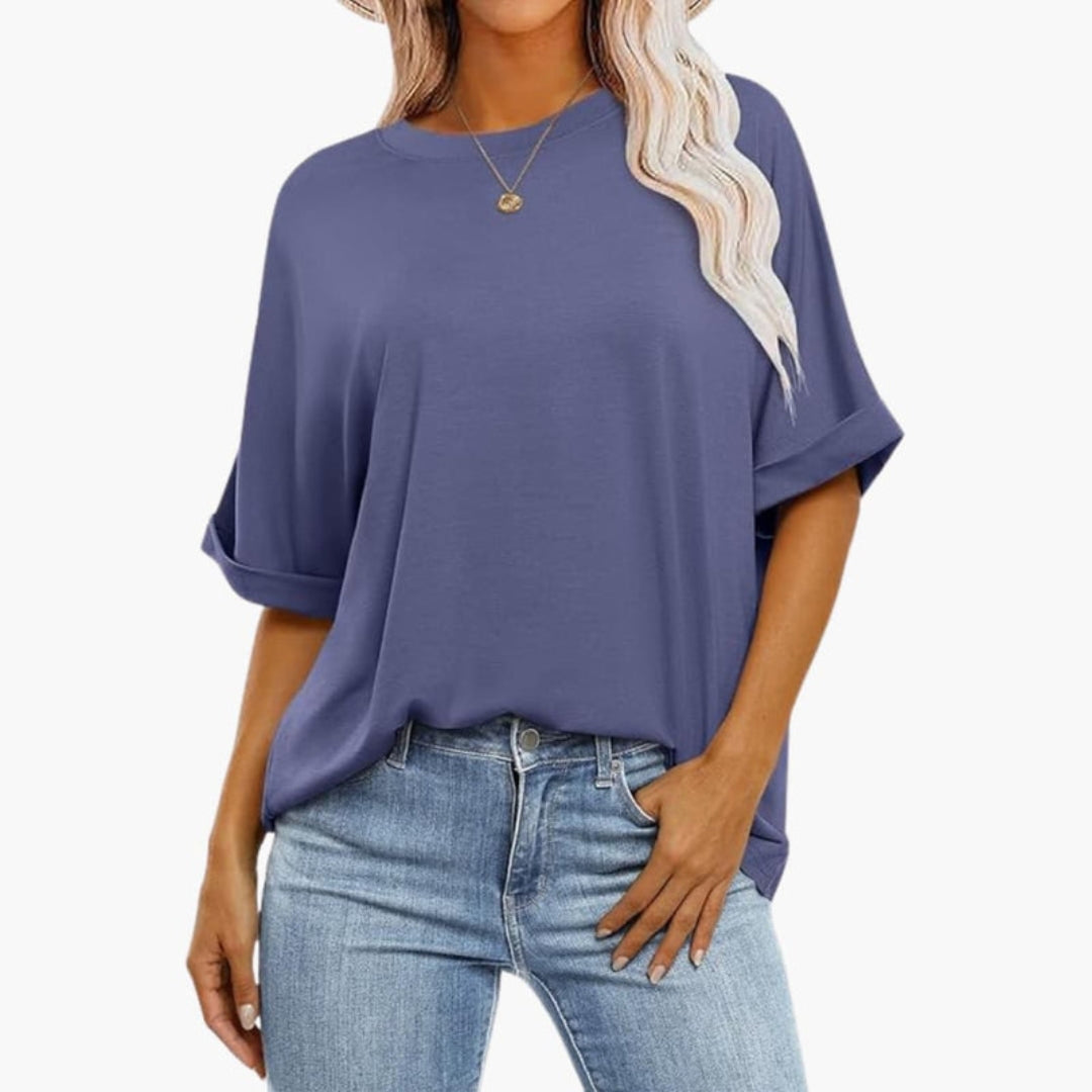 T shirt Femme avec Manches Retroussées