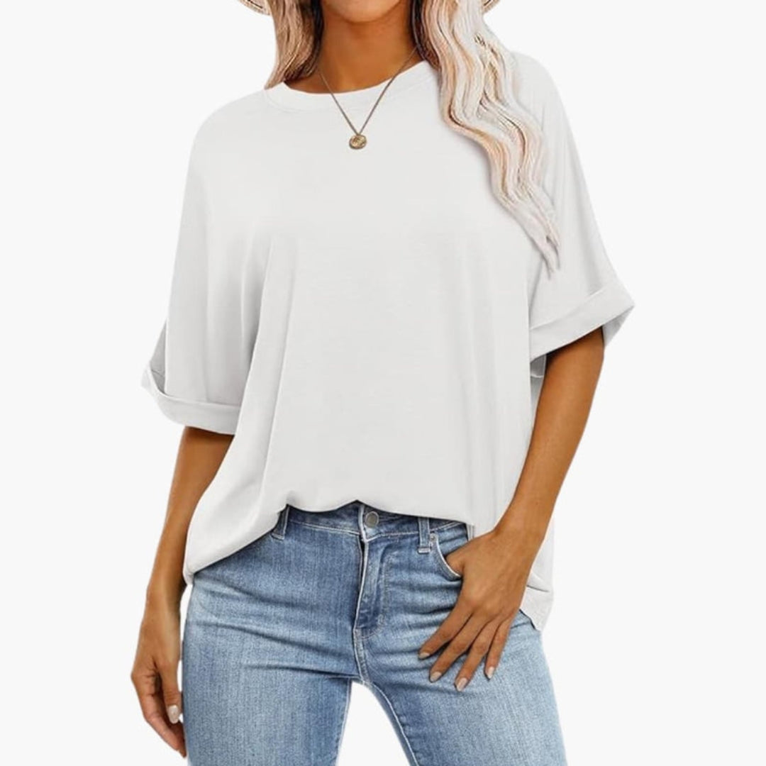 T shirt Femme avec Manches Retroussées