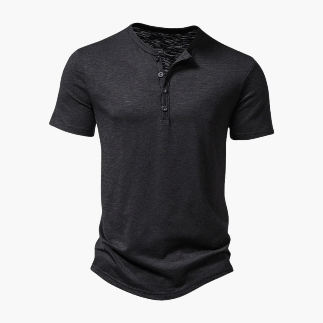 T shirt Henley Homme avec Patte Boutonnée