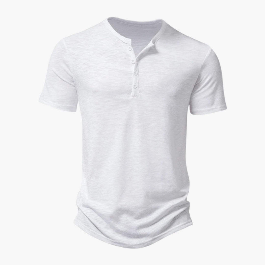 T shirt Henley Homme avec Patte Boutonnée
