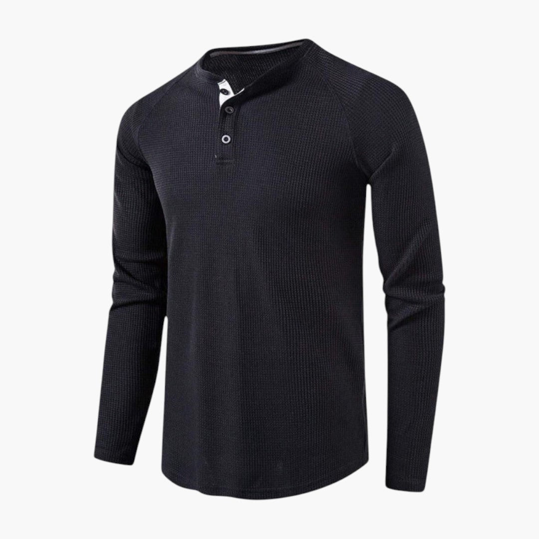 T shirt Henley Homme a Patte Boutonnée