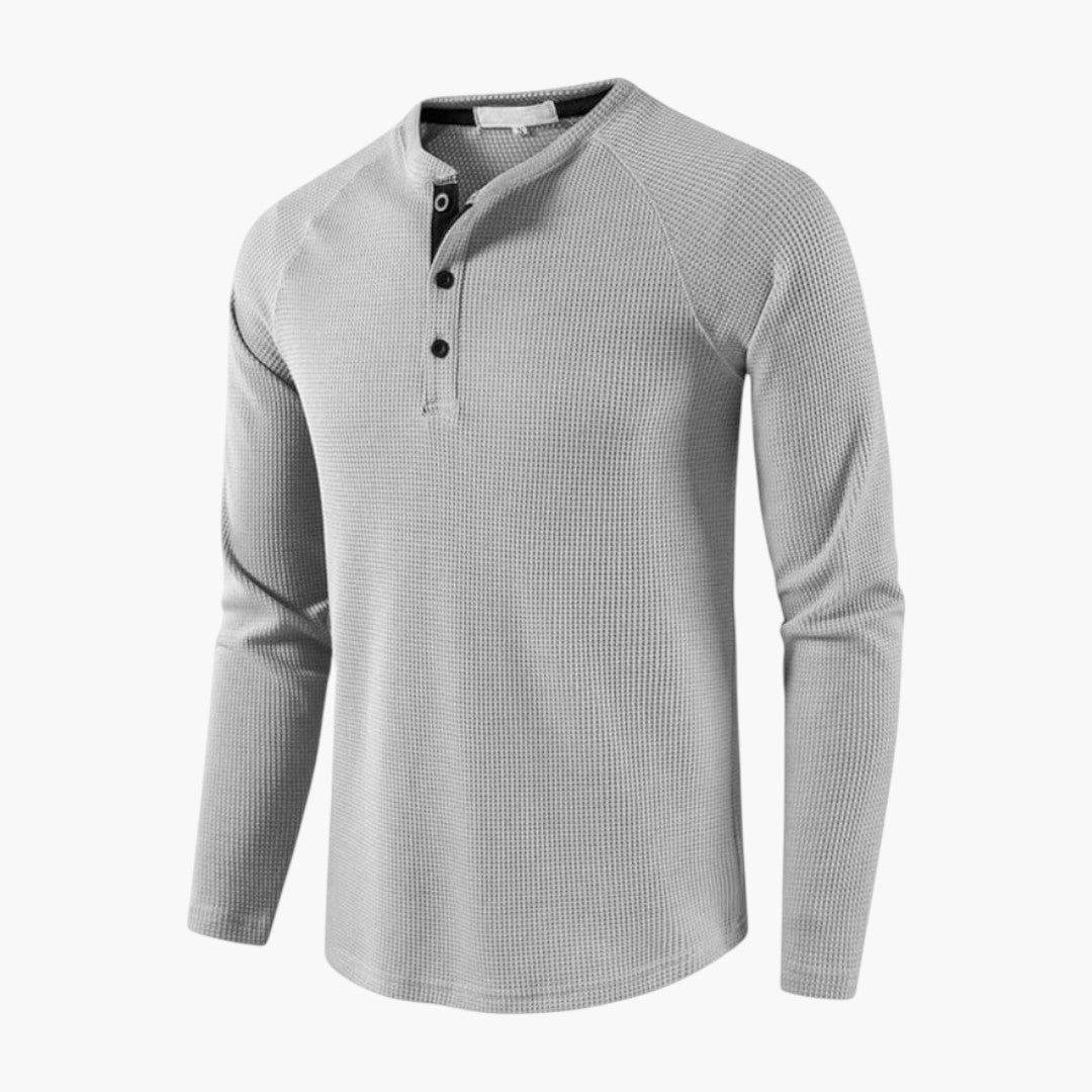 T shirt Henley Homme a Patte Boutonnée