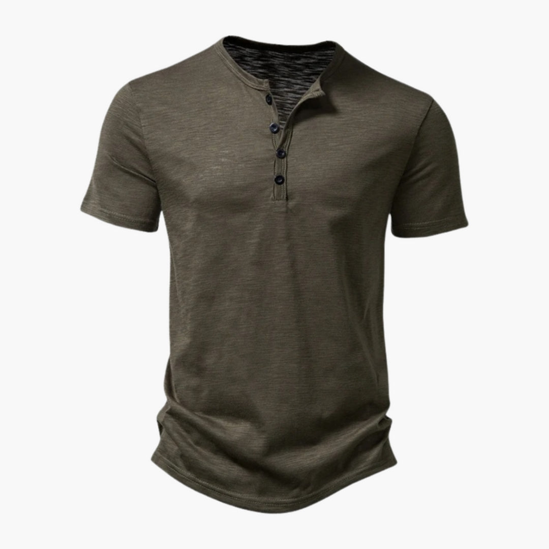 T shirt Henley Homme avec Patte Boutonnée