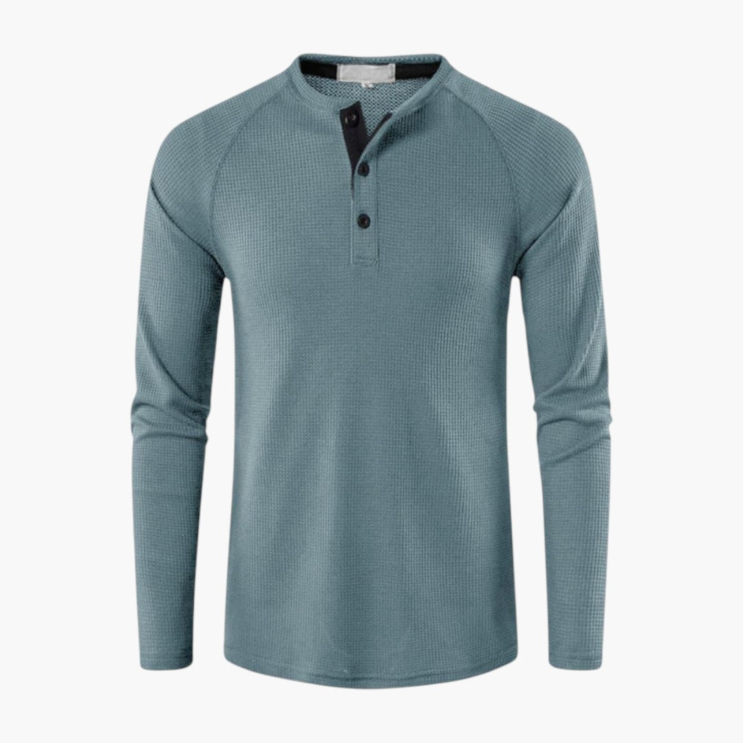 T shirt Henley Homme a Patte Boutonnée