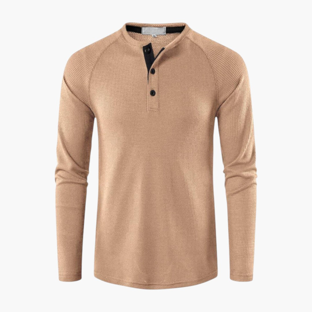 T shirt Henley Homme a Patte Boutonnée