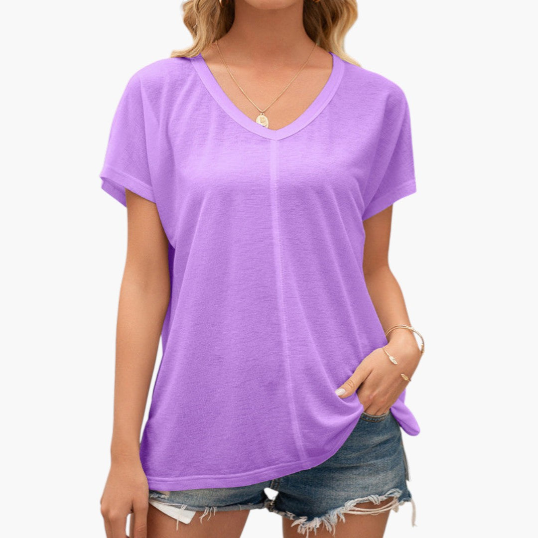 Women's shirt with V-neck and side slits