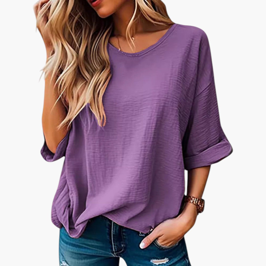 T shirt femme à surface texturée et manches larges