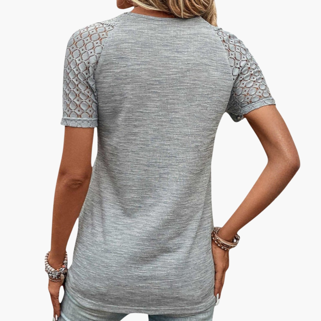 T-shirt til kvinder med blonderindsatser